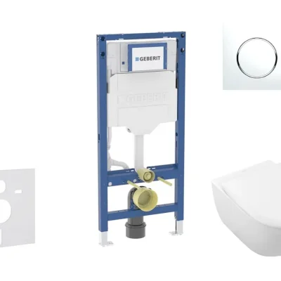 Geberit Duofix - komplekts ar priekšsienas elementu, Subway 2.0 WC ar Softclose sēdekli un Sigma20 vadības plati, balts/hroms spīdīgs SANI11CK3111