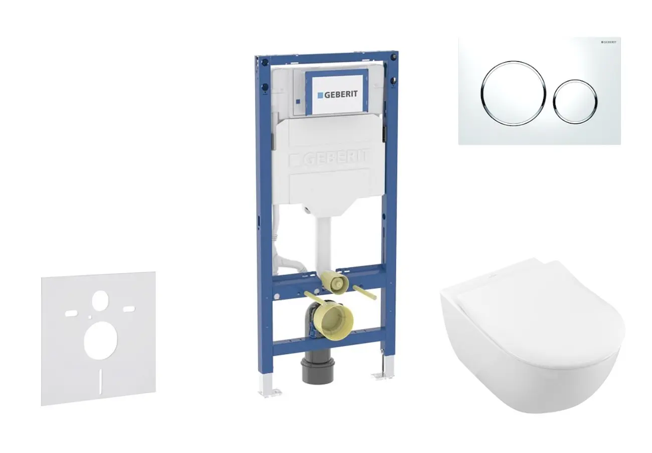 Geberit Duofix - komplekts ar priekšsienas elementu, Subway 2.0 WC ar Softclose sēdekli un Sigma20 vadības plati, balts/hroms spīdīgs SANI11CK3111