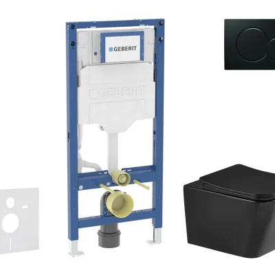 Geberit Duofix - komplekts ar priekšsienas elementu, WC Arkas I ar Softclose sēdekli un Sigma01 vadības plati, melns SANI11CA5514