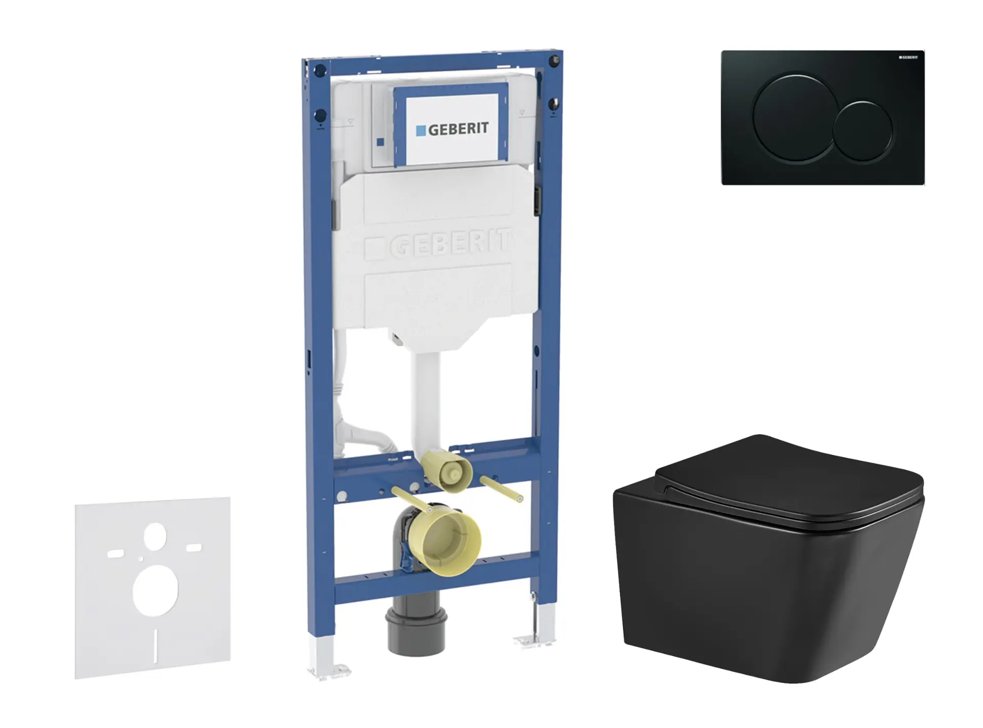 Geberit Duofix - komplekts ar priekšsienas elementu, WC Arkas I ar Softclose sēdekli un Sigma01 vadības plati, melns SANI11CA5514