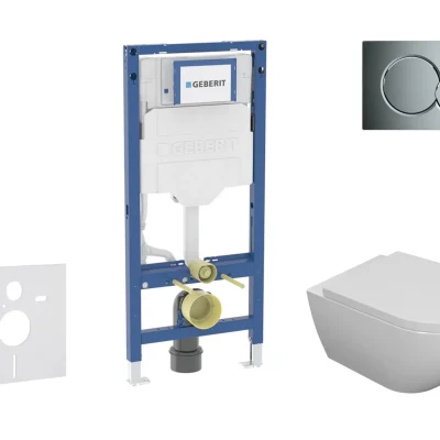 Geberit Duofix - komplekts ar priekšsienas elementu, Oudee WC ar Softclose sēdekli un Sigma01 vadības plati, hroms spīdīgs SANI11CA1100B