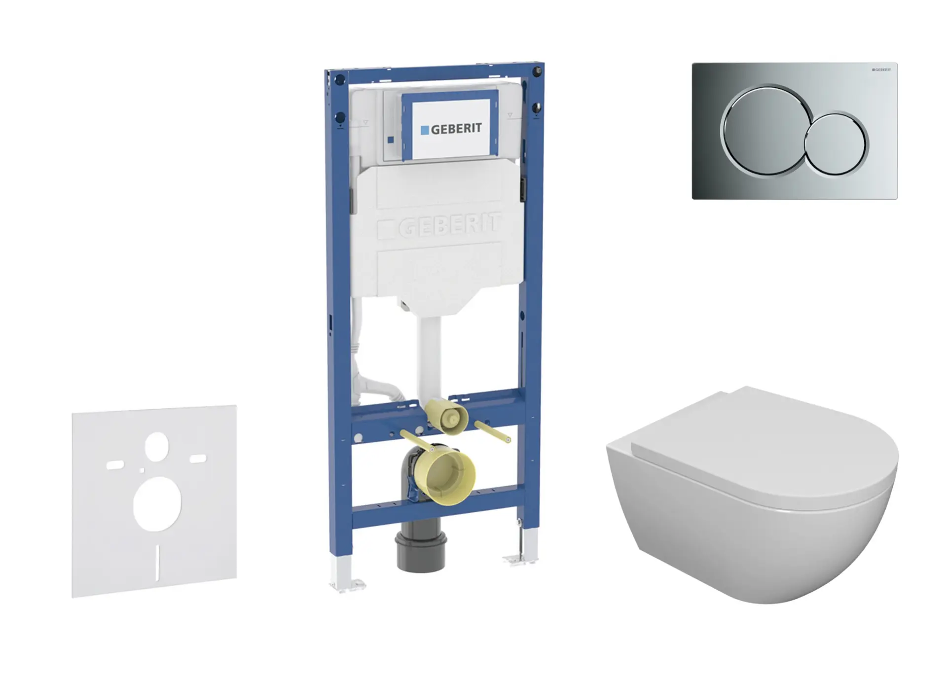 Geberit Duofix - komplekts ar priekšsienas elementu, Oudee WC ar Softclose sēdekli un Sigma01 vadības plati, hroms spīdīgs SANI11CA1100B