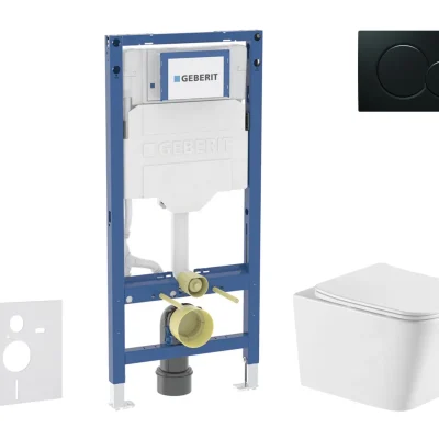 Geberit Duofix - komplekts ar priekšsienas elementu, WC Arkas I ar Softclose sēdekli un Sigma01 vadības plati, melns SANI11CA5185
