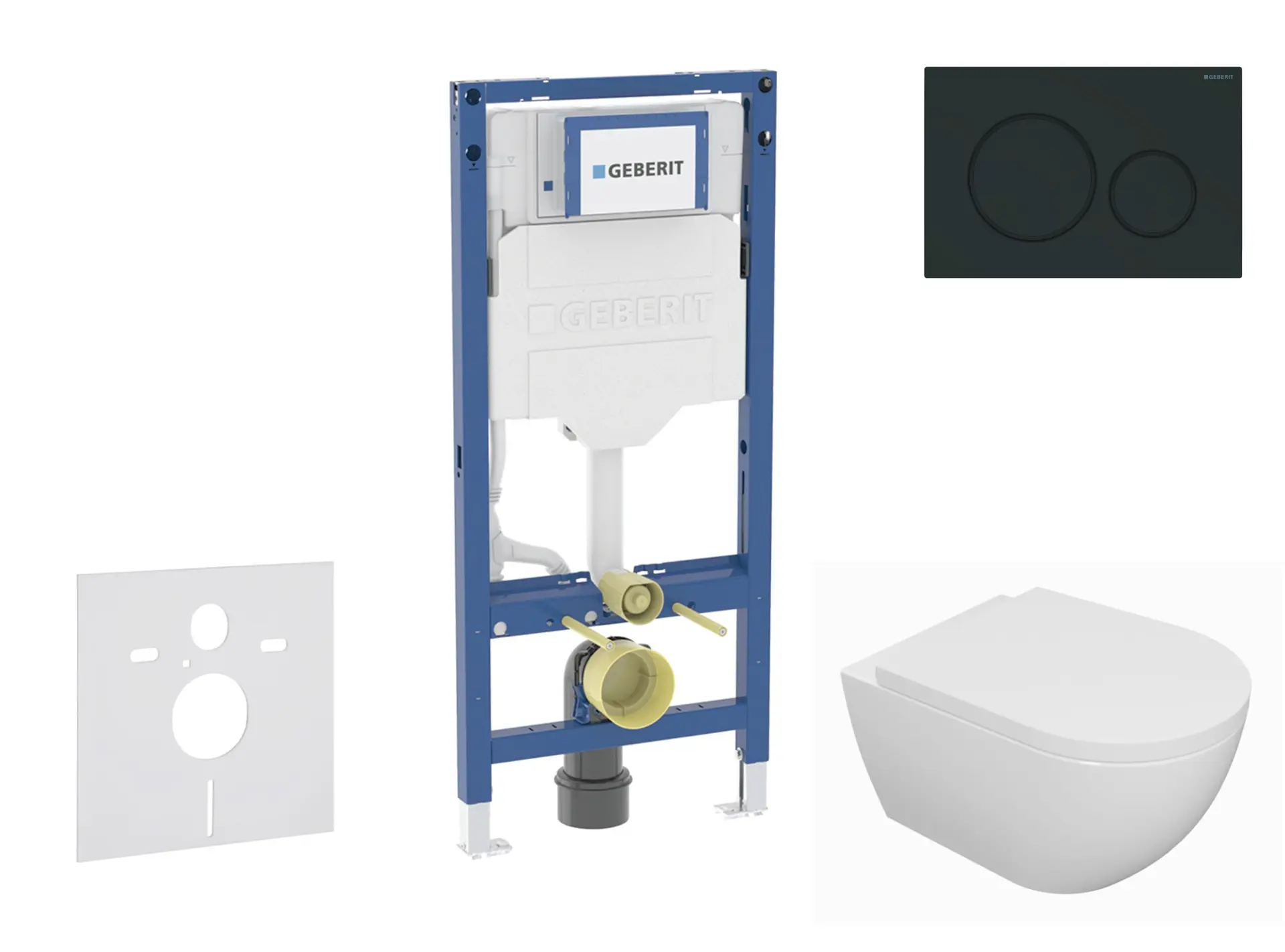 Geberit Duofix - komplekts ar priekšsienas elementu, WC Oudee ar SoftClose sēdekli un Sigma20 vadības plati, melns matēts/melns SANI11CA5108B
