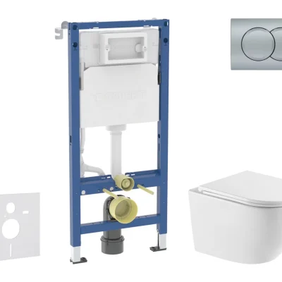 Geberit Duofix - komplekts ar priekšsienas elementu, WC Oudee ar SoftClose sēdekli un Delta01 vadības plati, hroms matēts SANI11CA2111