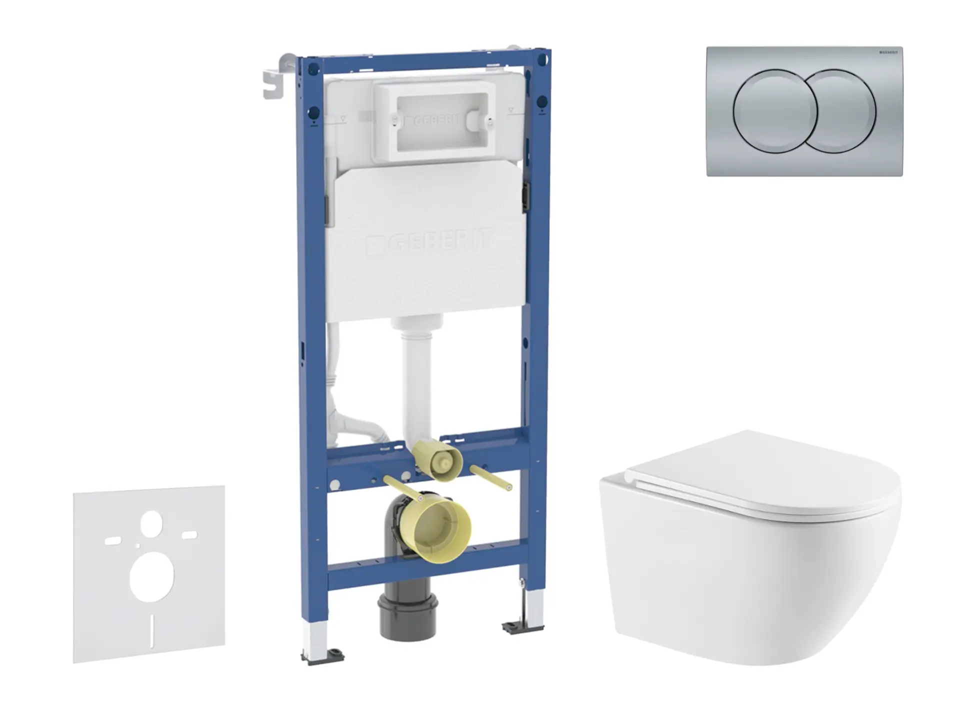 Geberit Duofix - komplekts ar priekšsienas elementu, WC Oudee ar SoftClose sēdekli un Delta01 vadības plati, hroms matēts SANI11CA2111
