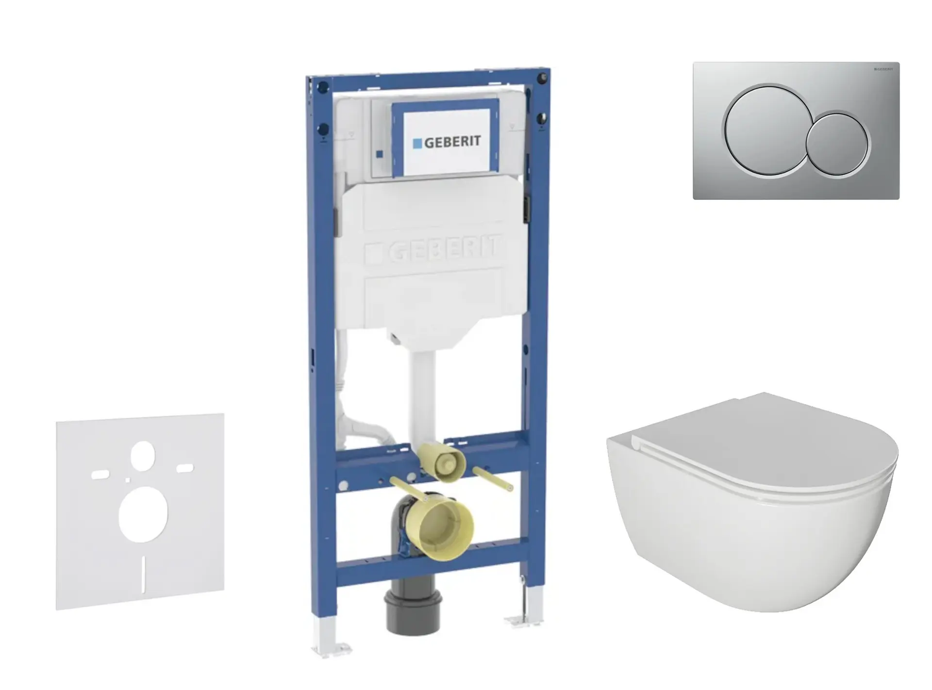 Geberit Duofix - iebūvējamā rāmja komplekts, WC Oudee ar Softclose sēdekli un Sigma01 vadības plati, hroms matēti lakots SANI11CA1123B