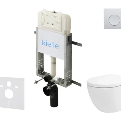 kielle Genesis New - komplekts priekšsienas montāžai, WC Oudee, Vortex Rimless+, Softclose sēdeklis un vadības poga Gemini New I, augsti spīdīgs hroms 30528SZ20