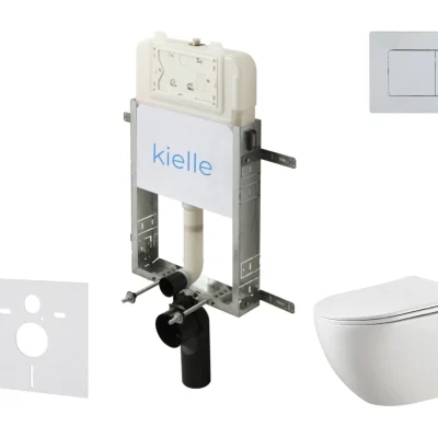kielle Genesis New - komplekts priekšsienas montāžai, WC Gaia, Rimless, Softclose sēdeklis un vadības plate Gemini New III, augsti spīdīgs hroms 30528SZ17