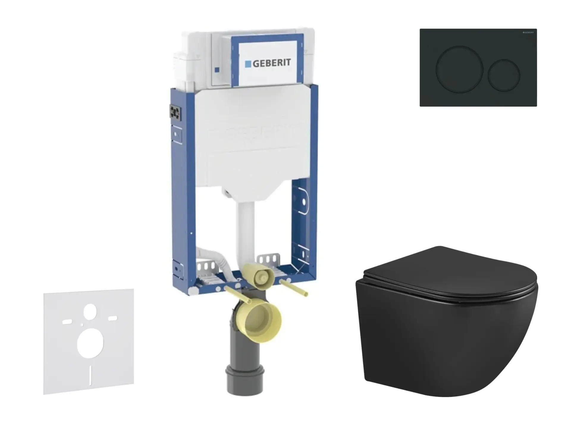 Geberit Kombifix - priekšsienas elementu komplekts, WC Oudee ar Softclose sēdekli un Sigma20 vadības plati, matēti melns/melns SANI15CA5505