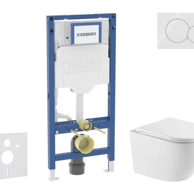 Geberit Duofix - komplekts ar priekšsienas elementu, Oudee WC ar Softclose sēdekli un Sigma01 vadības plati, Alpu balts SANI11CA31117