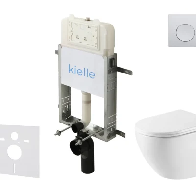 kielle Genesis New - komplekts priekšsienas uzstādīšanai, WC Oudee, Vortex Rimless+, Softclose sēdeklis un vadības plate Gemini New I, augsti spīdīgs hroms 30528SZ56