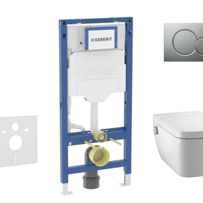 Geberit Duofix - komplekts ar priekšsienas elementu, TECEone WC ar Softclose sēdekli un Sigma01 vadības plati, hroms matēts SANI11CT2102