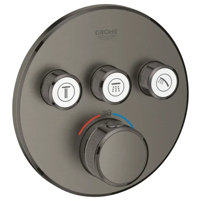 Grohe Grohtherm SmartControl - termostata dušas maisītājs - zemapmetuma ar 3 noslēgvārstiem, Hard Graphite birstēts 29121AL0