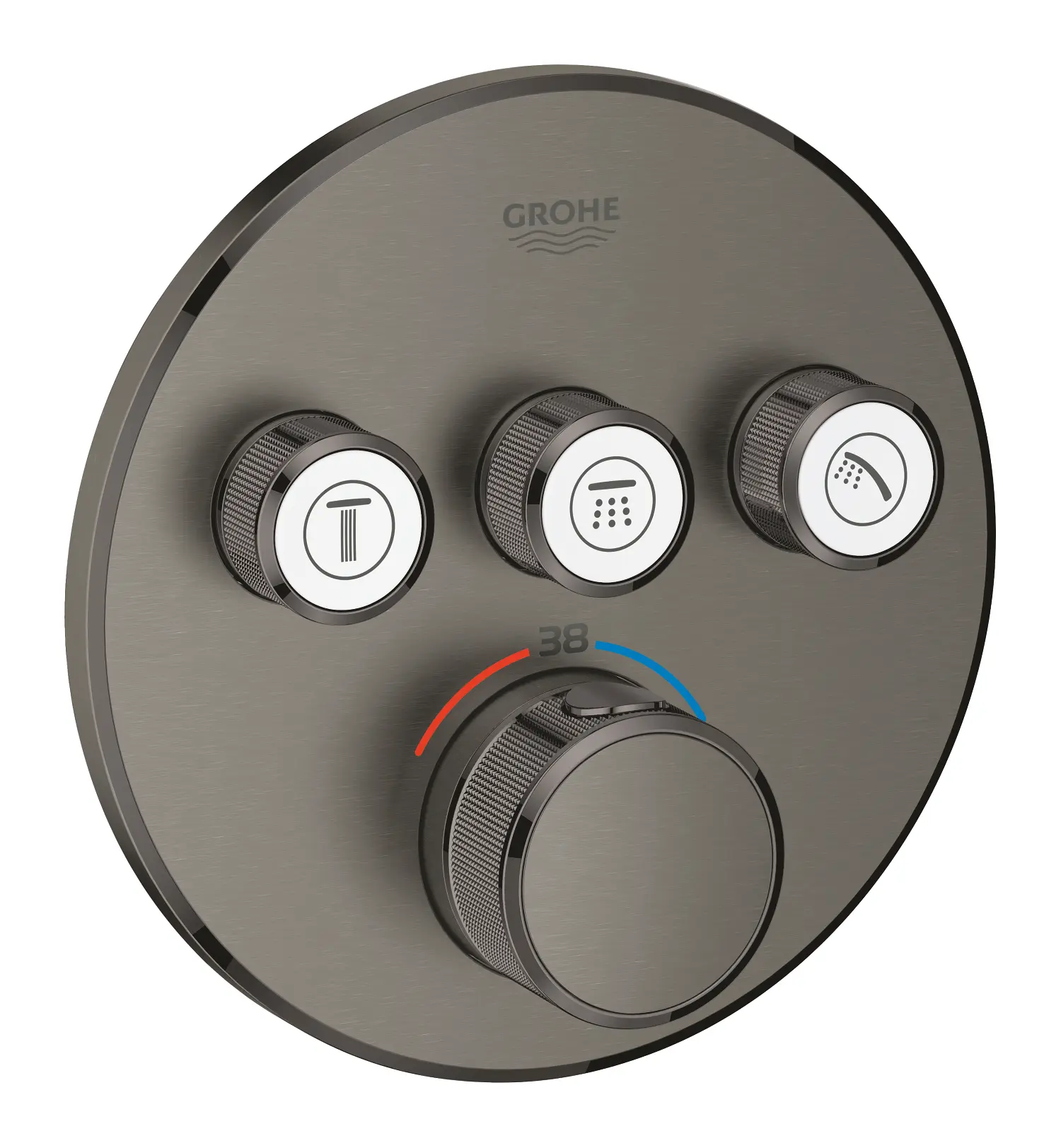 Grohe Grohtherm SmartControl - termostata dušas maisītājs - zemapmetuma ar 3 noslēgvārstiem, Hard Graphite birstēts 29121AL0