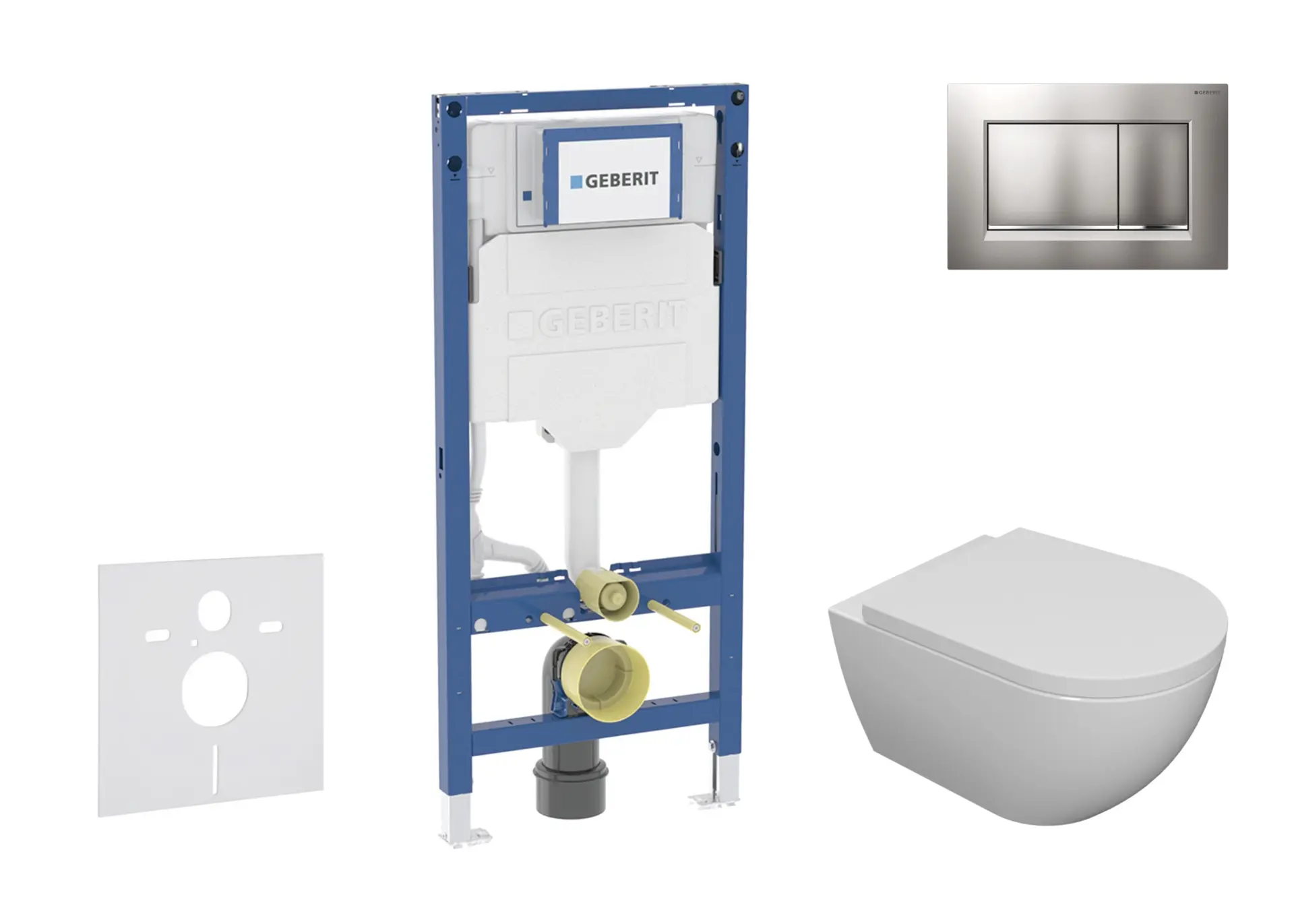 Geberit Duofix - priekšsienas elementa komplekts, WC Oudee ar Softclose sēdekli un Sigma20 vadības plati, matēti hromēts/hroms SANI11CA1102B
