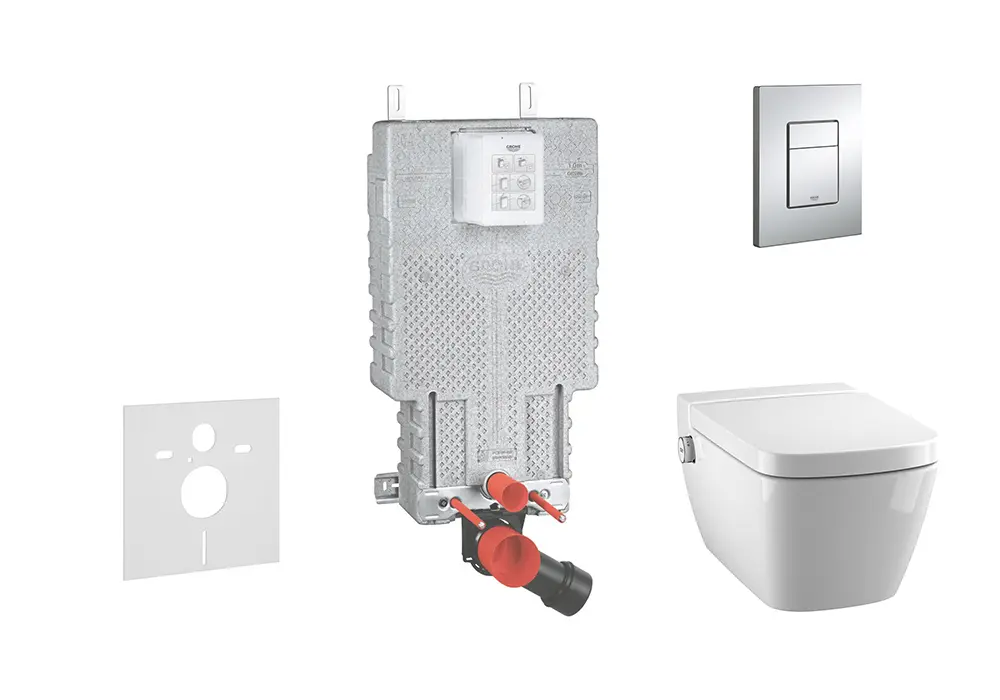 Grohe Uniset - priekšsienas elements komplekts, dušas WC un sēdeklis Tece, vadības plate Skate Cosmo, Rimless, SoftClose, hroms 38643SET-KT