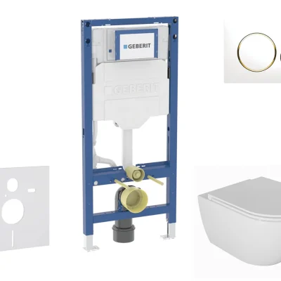 Geberit Duofix - komplekts priekšsienas elements, WC Oudee ar SoftClose sēdekli un Sigma20 vadības plati, balts/zelts SANI11CA3133B