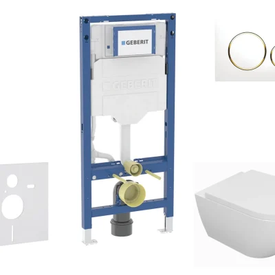 Geberit Duofix - komplekts priekšsienas elements, WC Oudee ar Softclose sēdekli un Sigma20 vadības plati, balts/zelta pārklājums SANI11CA3125B