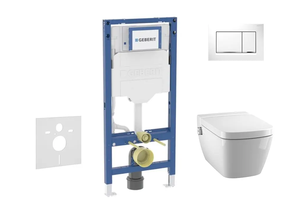 Geberit Duofix - komplekts priekšsienas elements, TECEone WC ar Softclose sēdekli un Sigma20 vadības plati, balts/hroms spīdīgs SANI11CT3104