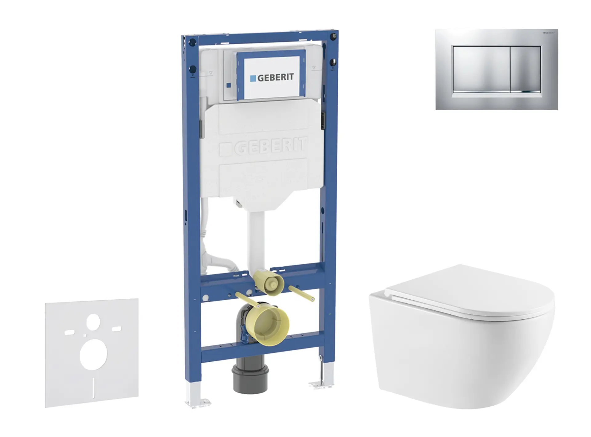 Geberit Duofix - komplekts ar priekšsienas elementu, WC Oudee un Softclose sēdekli, Sigma20 vadības plati, lakots hroms matēts/hroms SANI11CA2109