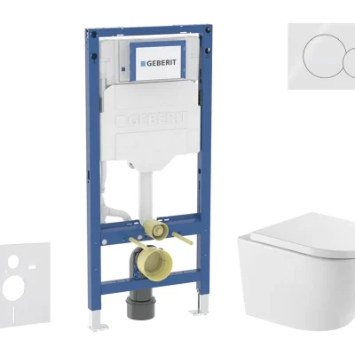 Geberit Duofix - komplekts ar priekšsienas elementu, Oudee WC ar Softclose sēdekli un Sigma01 vadības plāksni, Alpu balts SANI11CA31128