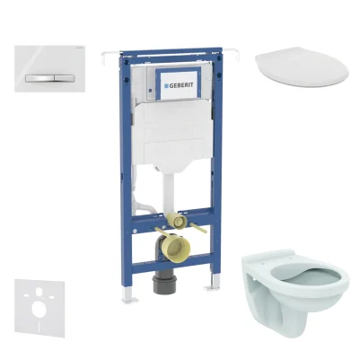 Geberit Duofix - komplekts ar priekšsienas elementu, Alpha-WC ar sēdekli un Sigma50 vadības plāksni, Alpu balts SANI11CD3105