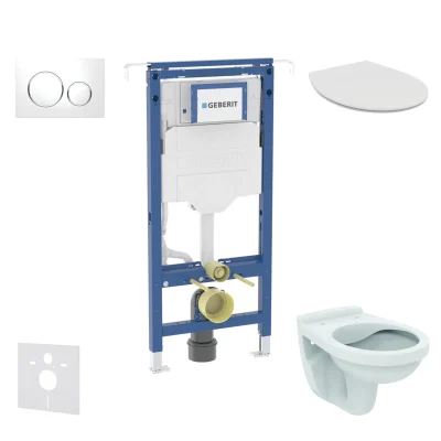 Geberit Duofix - komplekts ar priekšsienas elementu, Alpha-WC ar sēdekli un Sigma20 vadības plati, balts/hroms SANI11CD3117