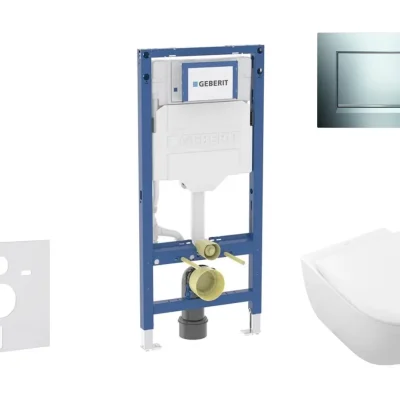 Geberit Duofix - komplekts priekšsienas montāžas elements, Subway 2.0-WC ar Softclose sēdekli un Sigma20 vadības plati, spīdīgs hroms/matēts hroms SANI11CK1113