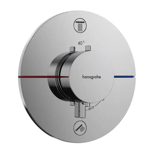 Hansgrohe ShowerSelect Comfort - zemapmetuma termostata maisītājs 2 patērētājiem, hroms 15554000