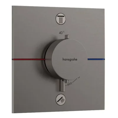 Hansgrohe ShowerSelect Comfort - zemapmetuma termostata maisītājs 2 patērētājiem, hroms melns birstēts 15572340