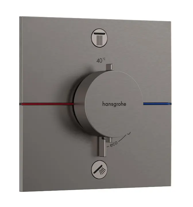 Hansgrohe ShowerSelect Comfort - zemapmetuma termostata maisītājs 2 patērētājiem, hroms melns birstēts 15572340