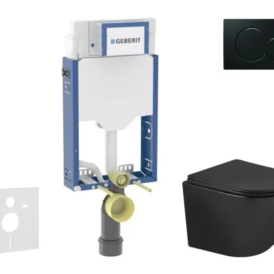 Geberit Kombifix - priekšsienas elementu komplekts, WC Oudee ar Softclose sēdekli un Sigma01 vadības plati, melns SANI15CA5504