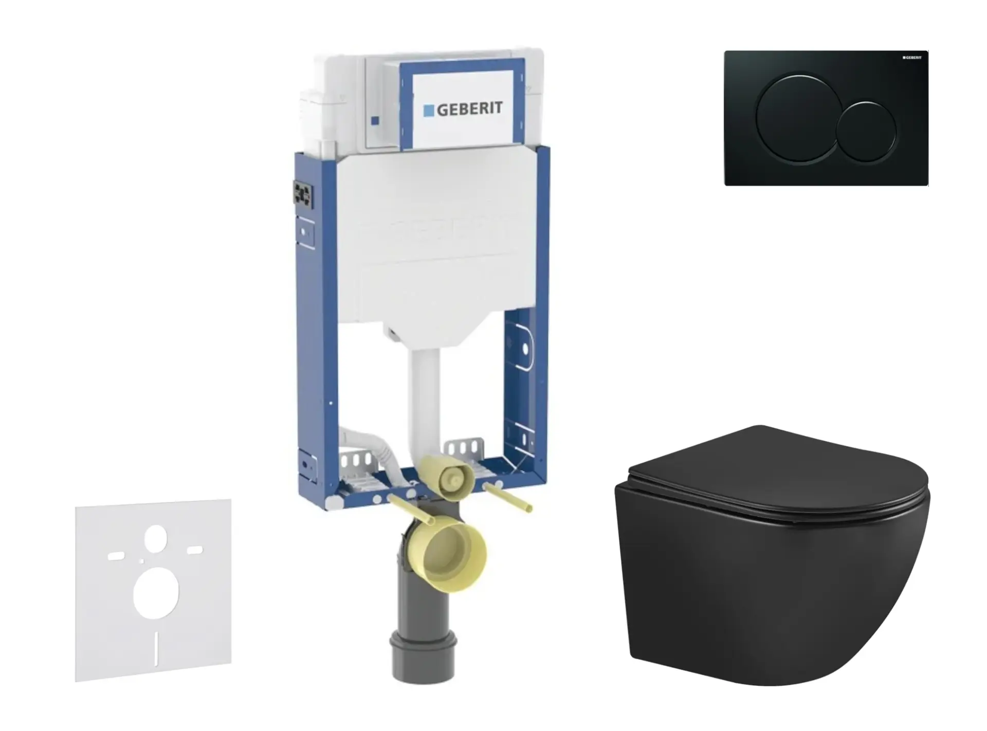 Geberit Kombifix - priekšsienas elementu komplekts, WC Oudee ar Softclose sēdekli un Sigma01 vadības plati, melns SANI15CA5504