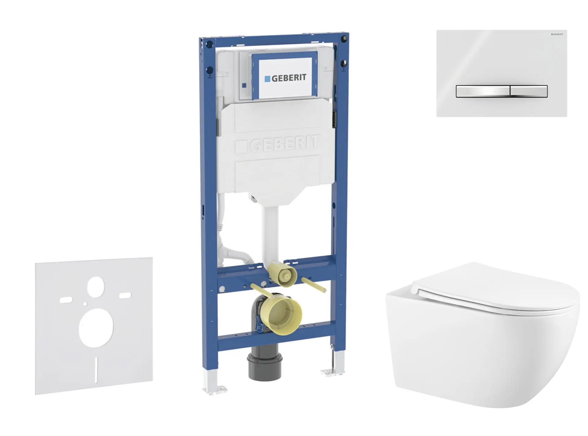 Geberit Duofix - komplekts priekšsienas elements, Gaia-WC ar Softclose sēdekli un Sigma50 vadības plati, hroms/alpīnbalts SANI11CA3141B