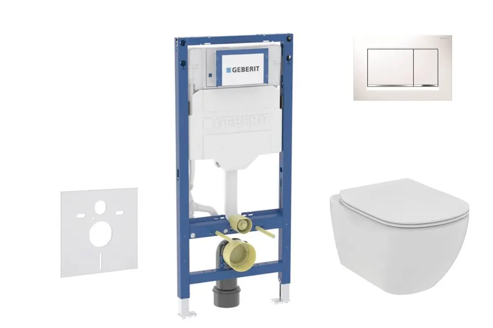 Geberit Duofix - komplekts ar priekšsienas elementu, Tesi-WC ar Softclose sēdekli un Sigma20 vadības plati, balts/hroms SANI11CD3112