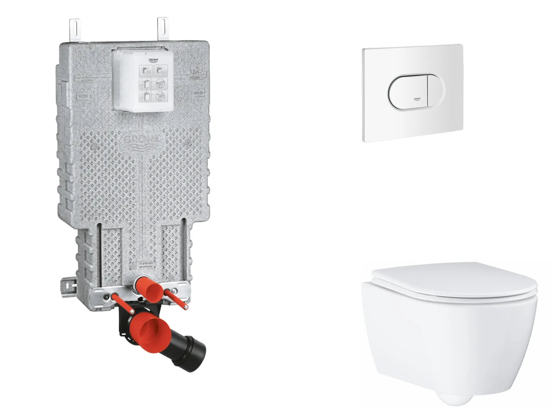 Grohe Uniset - komplekts priekšsienas elements, WC ar SoftClose sēdekli un Arena Cosmopolitan vadības plati, Alpu balts SANI15BB3116