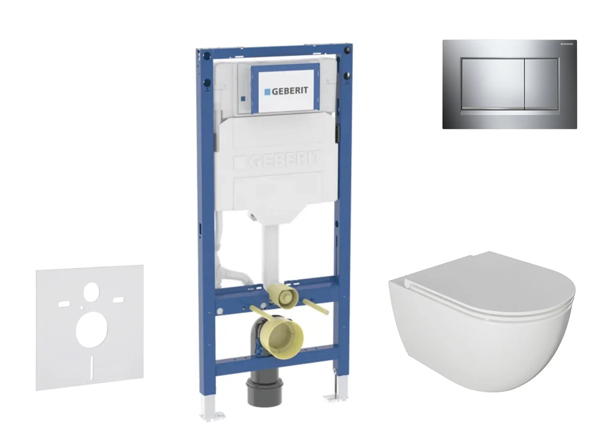 Geberit Duofix - iebūvējamā rāmja komplekts, Oudee WC ar Softclose sēdekli un Sigma20 vadības plati, hroms SANI11CA1121B