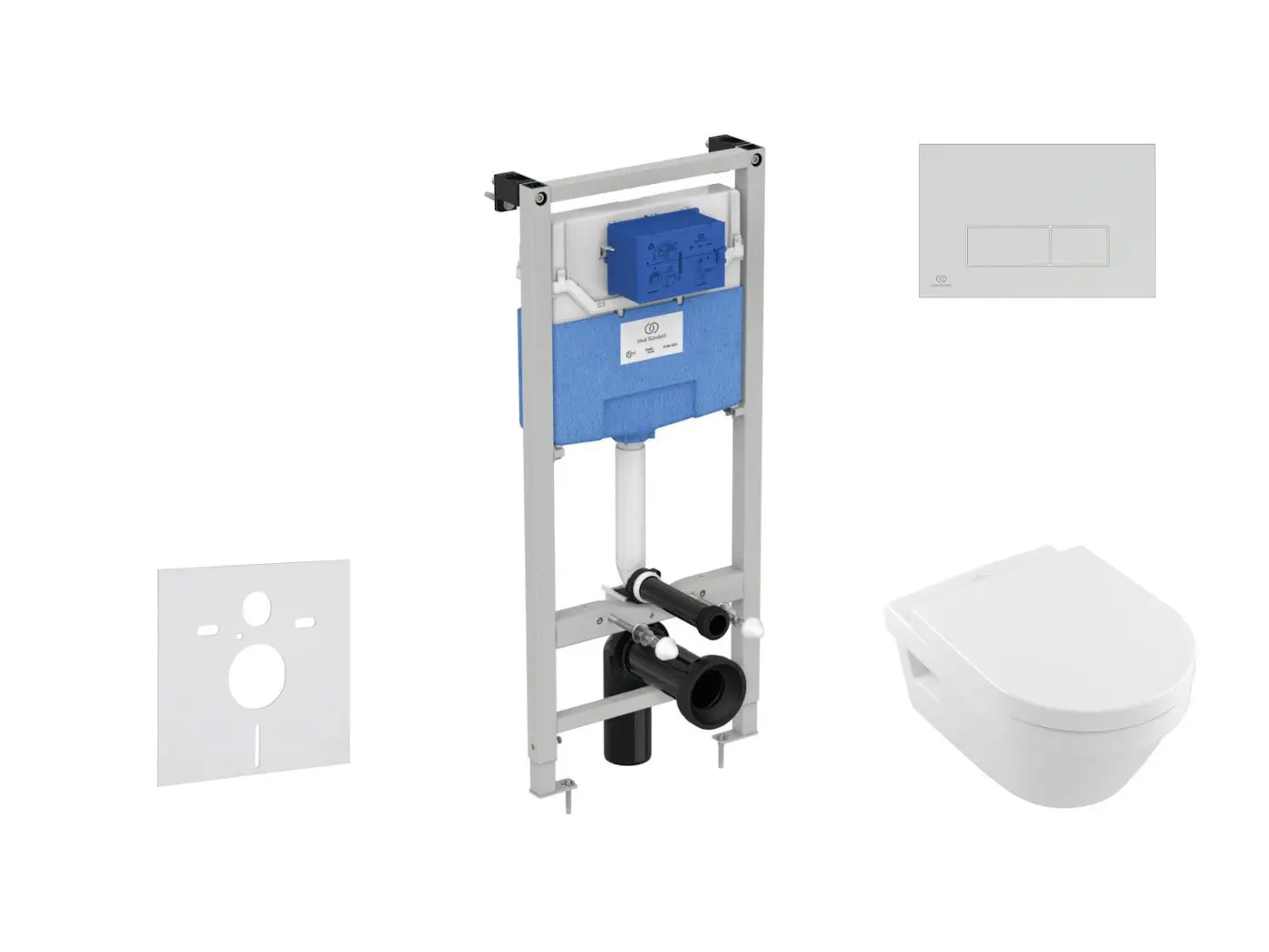 Ideal Standard ProSys - komplekts - priekšsienas elements, tualetes pods un WC sēdeklis Architectura, vadības plate Oleas M2, DirectFlush, SoftClose, CeramicPlus, hroms matēts ProSys120M SP44