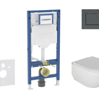 Geberit Duofix - komplekts priekšsienas elements, WC Oudee ar Softclose sēdekli un Sigma20 vadības plati, matēti melns/melns SANI11CA5104B