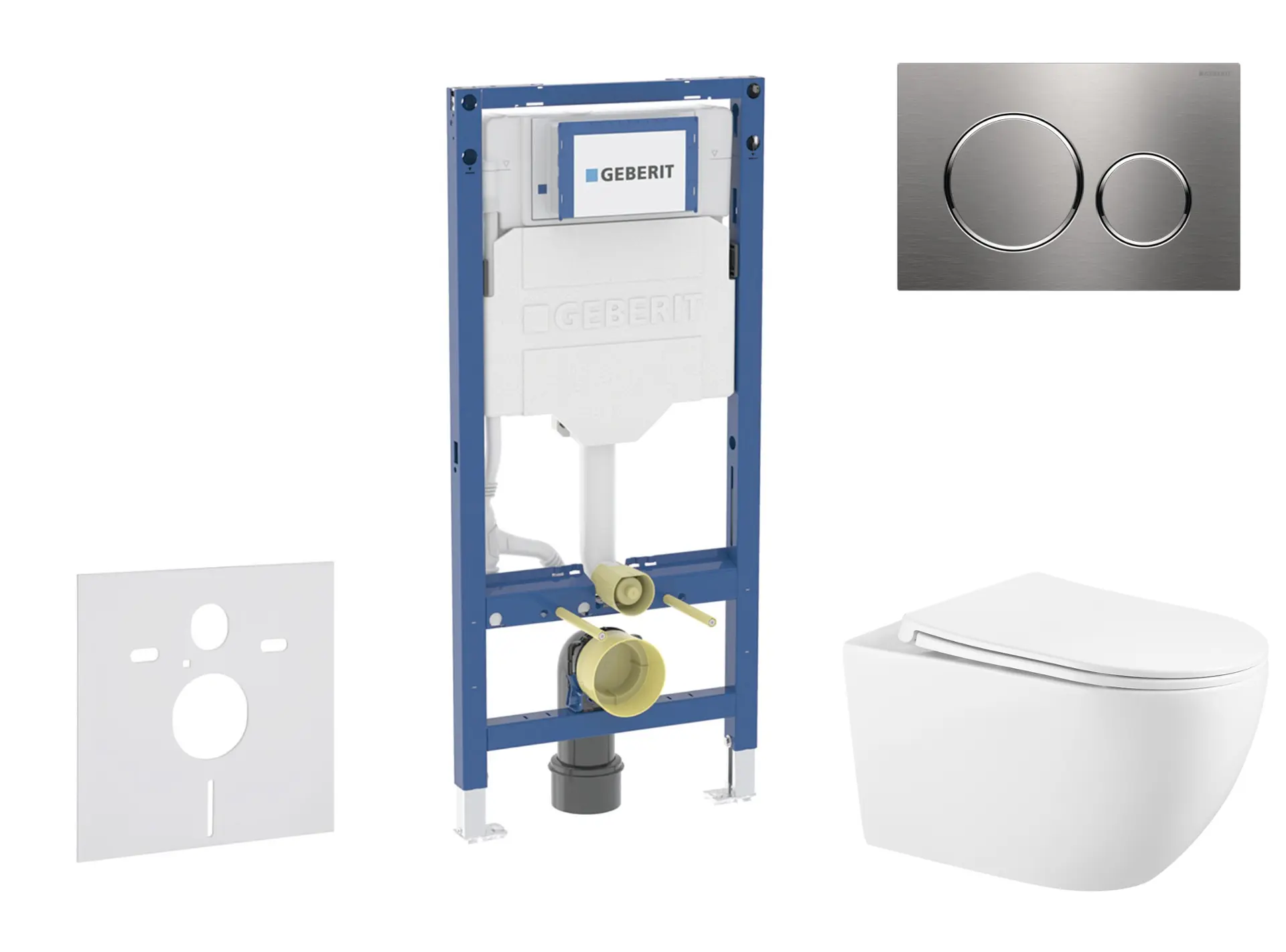 Geberit Duofix - komplekts priekšsienas elements, WC Gaia ar Softclose sēdekli un Sigma20 vadības plati, nerūsējošais tērauds SANI11CA6102B