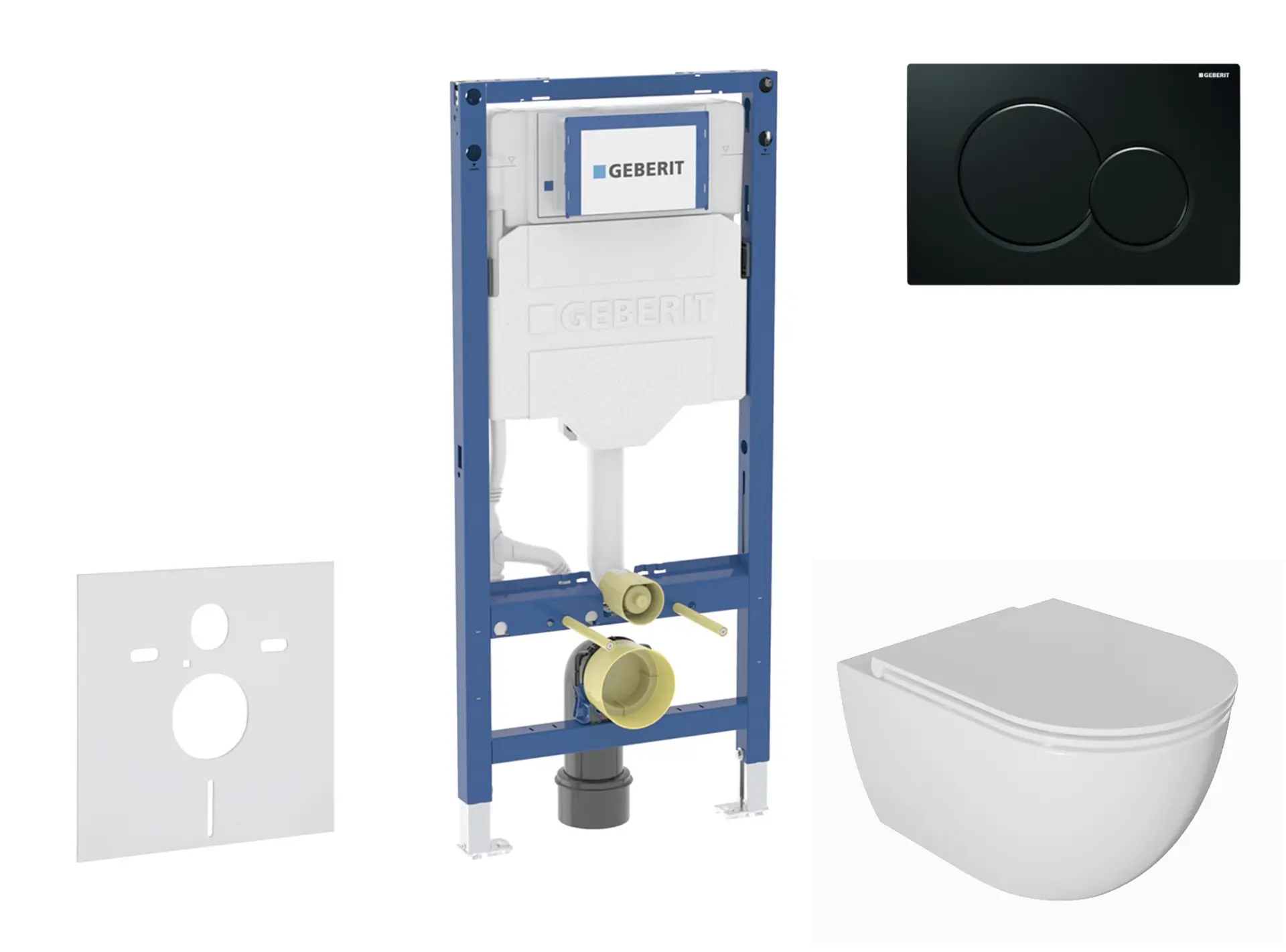 Geberit Duofix - komplekts priekšsienas elements, WC Oudee ar Softclose sēdekli un Sigma01 vadības plati, melns SANI11CA5133B