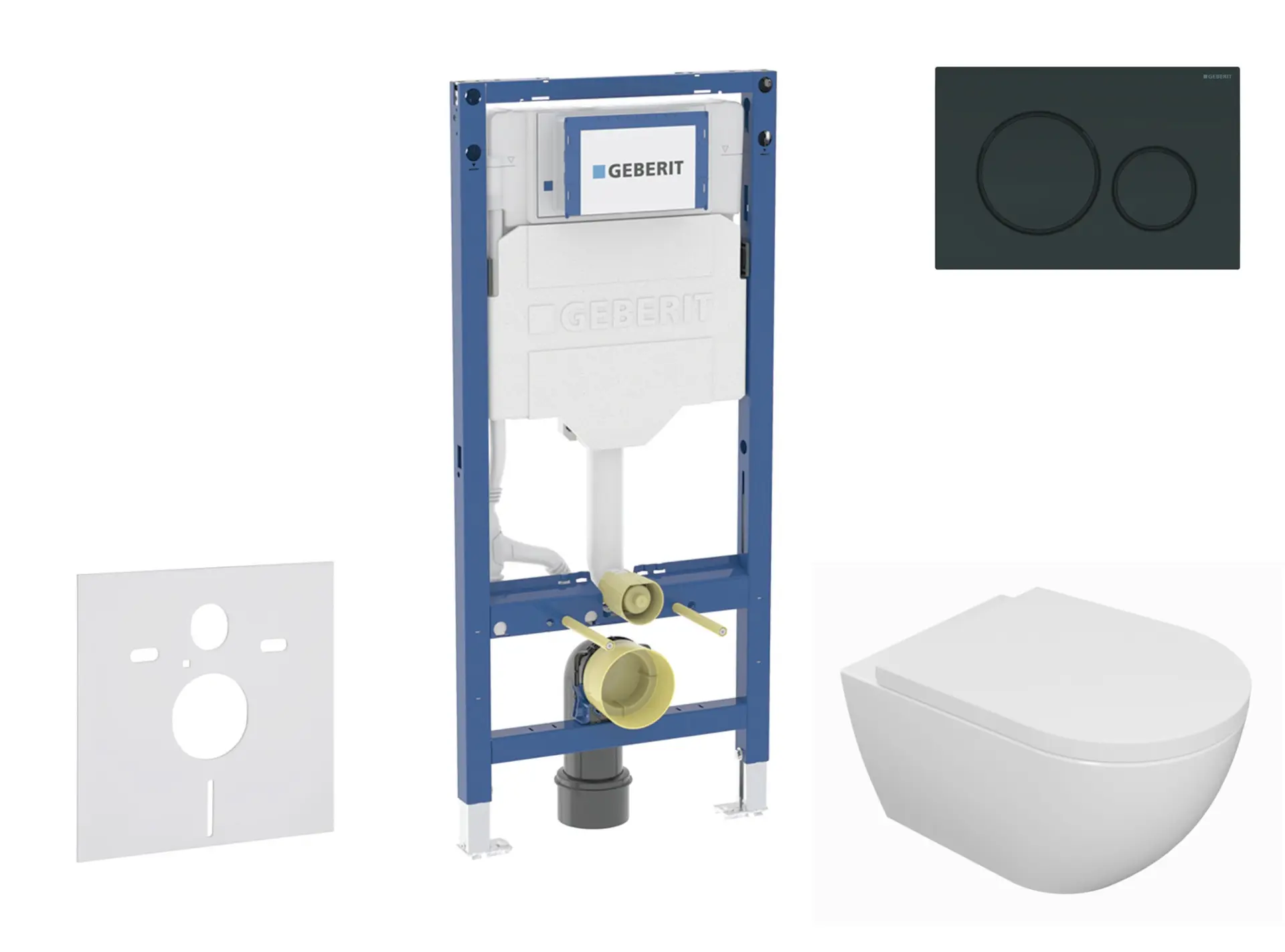 Geberit Duofix - komplekts ar priekšsienas elementu, WC Oudee ar SoftClose sēdekli un Sigma20 vadības plati, melns spīdīgs/melns matēts SANI11CA5110B
