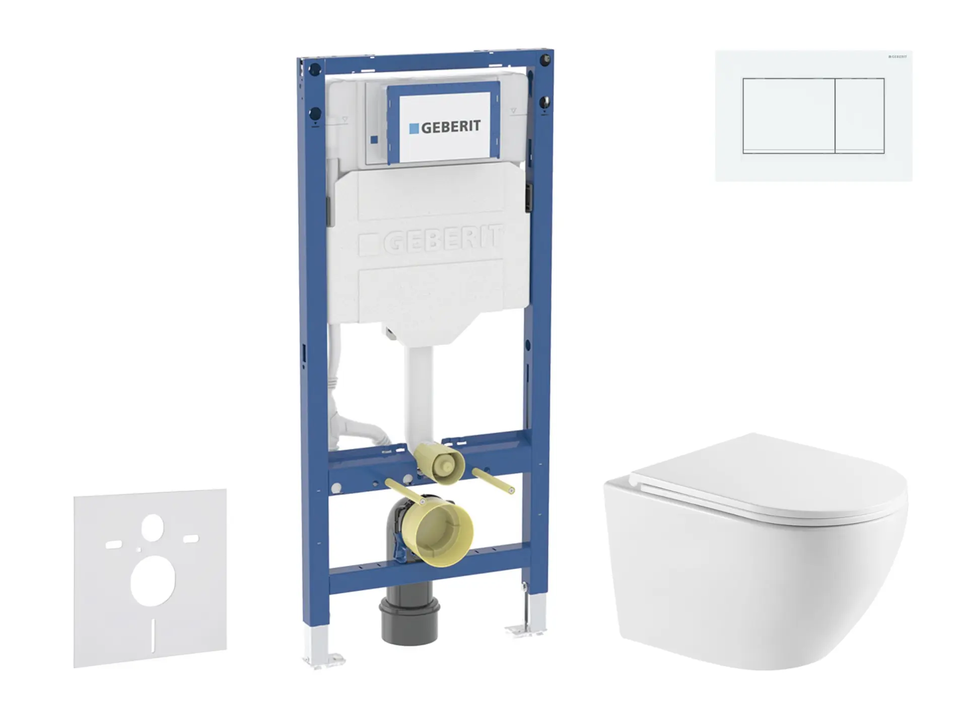 Geberit Duofix - komplekts ar priekšsienas elementu, WC Oudee un Softclose sēdekli, vadības plati Sigma20, balts/balts matēts SANI11CA31123