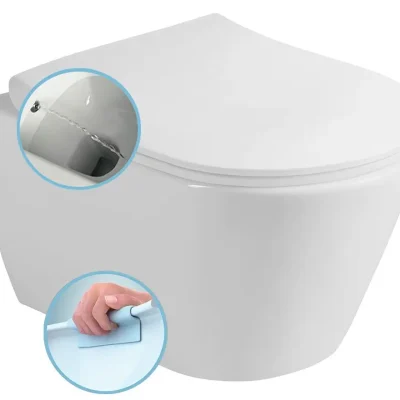 Sapho Avva - pie sienas stiprināms WC ar bidē dušu, Rimless, balts 100312