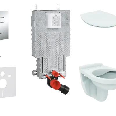 Grohe Uniset - priekšsienas elements komplekts, WC Alpha ar sēdekli, vadības plate Skate Cosmopolitan, hroms 38643SET-KD