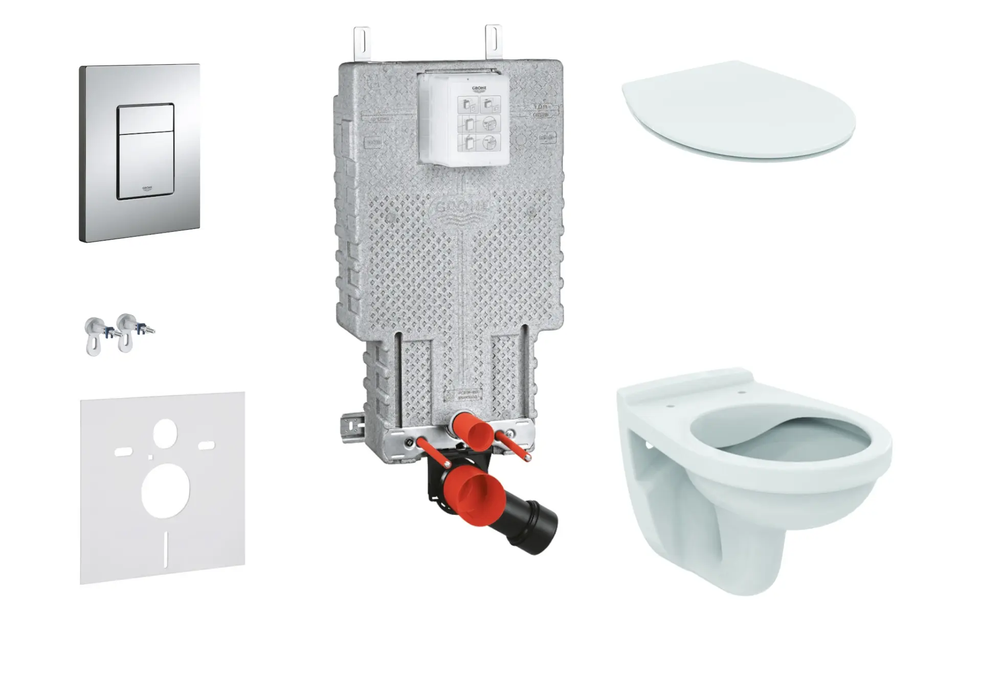 Grohe Uniset - priekšsienas elements komplekts, WC Alpha ar sēdekli, vadības plate Skate Cosmopolitan, hroms 38643SET-KD