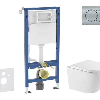 Geberit Duofix - komplekts priekšsienas elements, WC Oudee ar Softclose sēdekli un Delta01 vadības plati, hroms matēts SANI11CA2114
