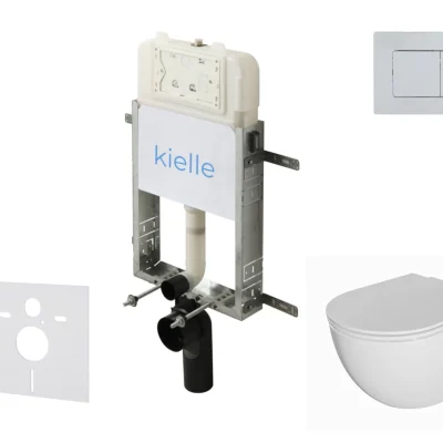 kielle Genesis New - komplekts priekšsienas uzstādīšanai, WC Oudee, Rimless, Softclose sēdeklis un vadības plate Gemini New III, augsti spīdīgs hroms 30528SZ08