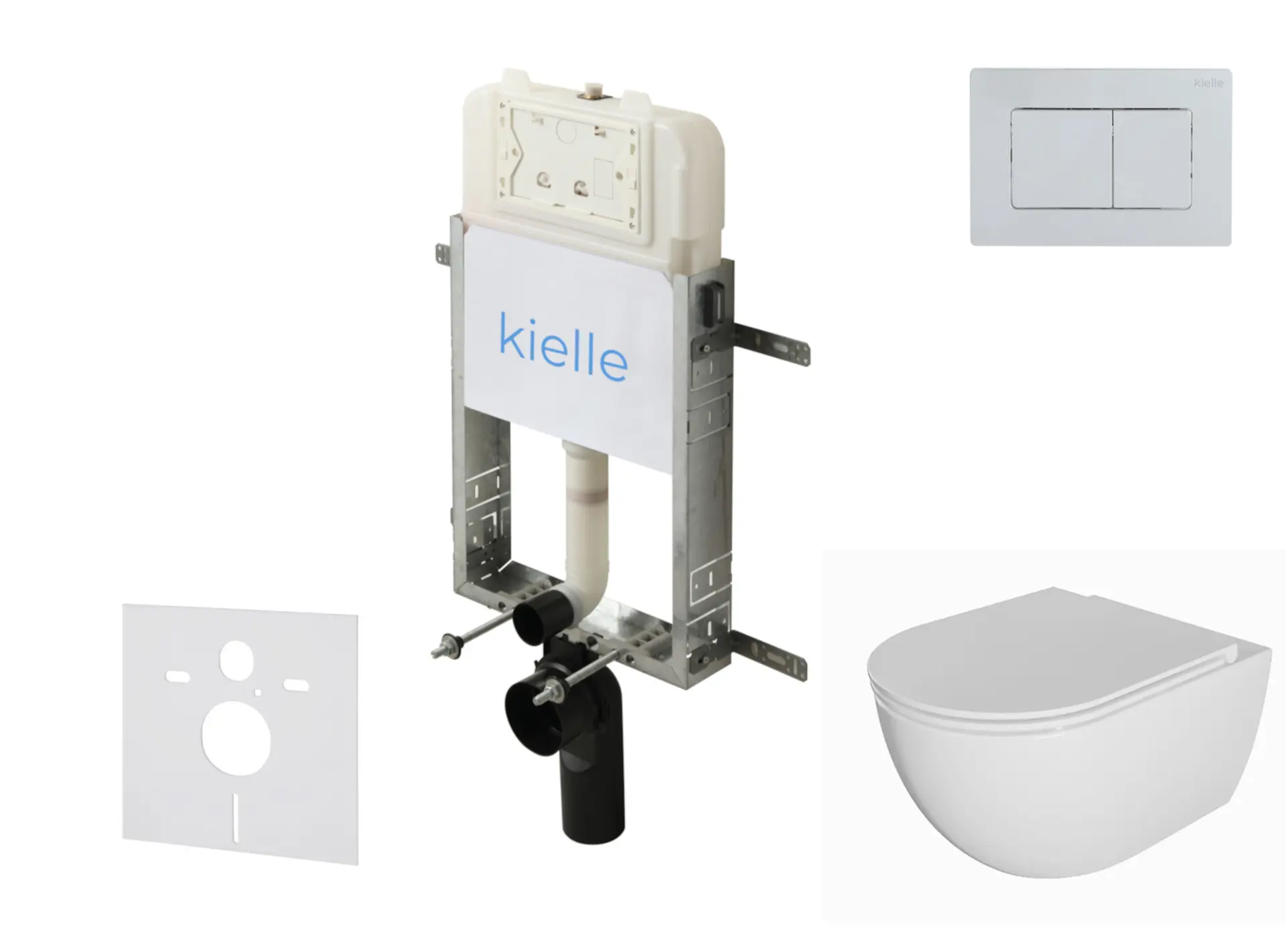 kielle Genesis New - komplekts priekšsienas uzstādīšanai, WC Oudee, Rimless, Softclose sēdeklis un vadības plate Gemini New III, augsti spīdīgs hroms 30528SZ08
